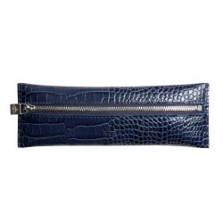 Trousse plate zippée Veau Savannah bleu marine Mignon